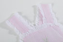 Pink Seersucker Bunny Ruffle Romper