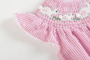 Pink Seersucker Running Bunnies Smocked Flutter Bubble Romper