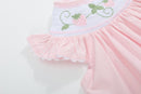 Pink Strawberry Vine Smocked Bishop Dress