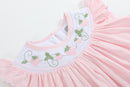 Pink Strawberry Vine Smocked Bishop Dress