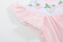 Pink Strawberry Vine Smocked Romper