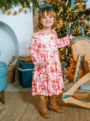 Pink Western Santa Holiday Twirl Dress