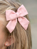 Linen Fabric Hair Bows: FINAL SALE