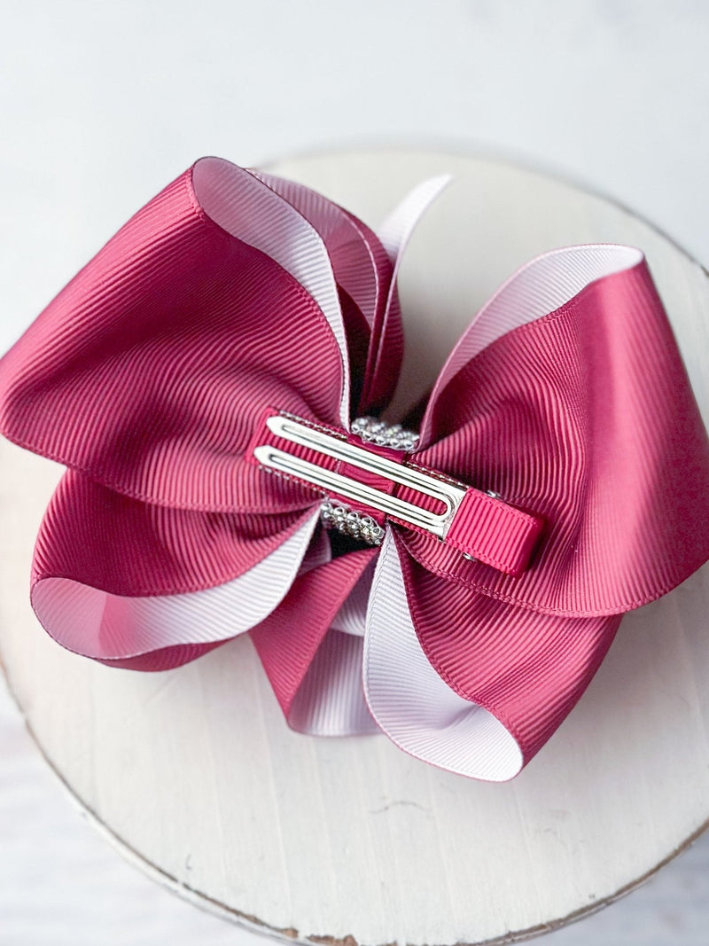 Plum Rhinestone Center Knot Hair Bows  (2 Size Options!)