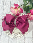 Plum Rhinestone Center Knot Hair Bows  (2 Size Options!)