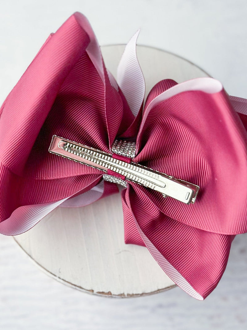 Plum Rhinestone Center Knot Hair Bows  (2 Size Options!)