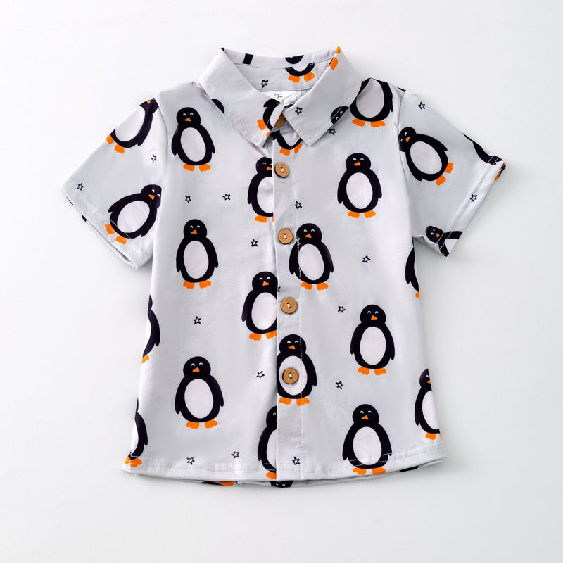 Polar Penguin Boy's Button Down Top