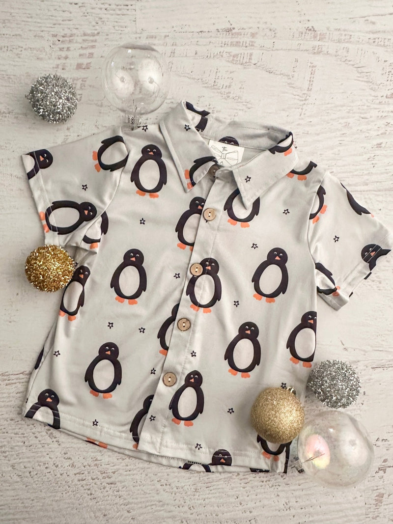 Polar Penguin Boy's Button Down Top