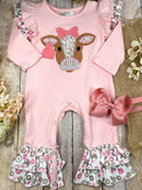 Pretty in Pink Cow Infant Romper