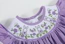 Purple Bunny Smocked Flutter Romper