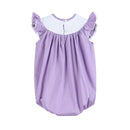 Purple Bunny Smocked Flutter Romper