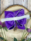 Purple with White Moonstitch Bow Headband