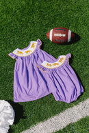 Girls Purple Tiger Smocked Bubble – LSU-Inspired Baby Girl Game Day Bubble | The Prissy Pelican Boutique Bossier City, LA