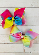 Rainbow Print Texas Size Hair Bows
