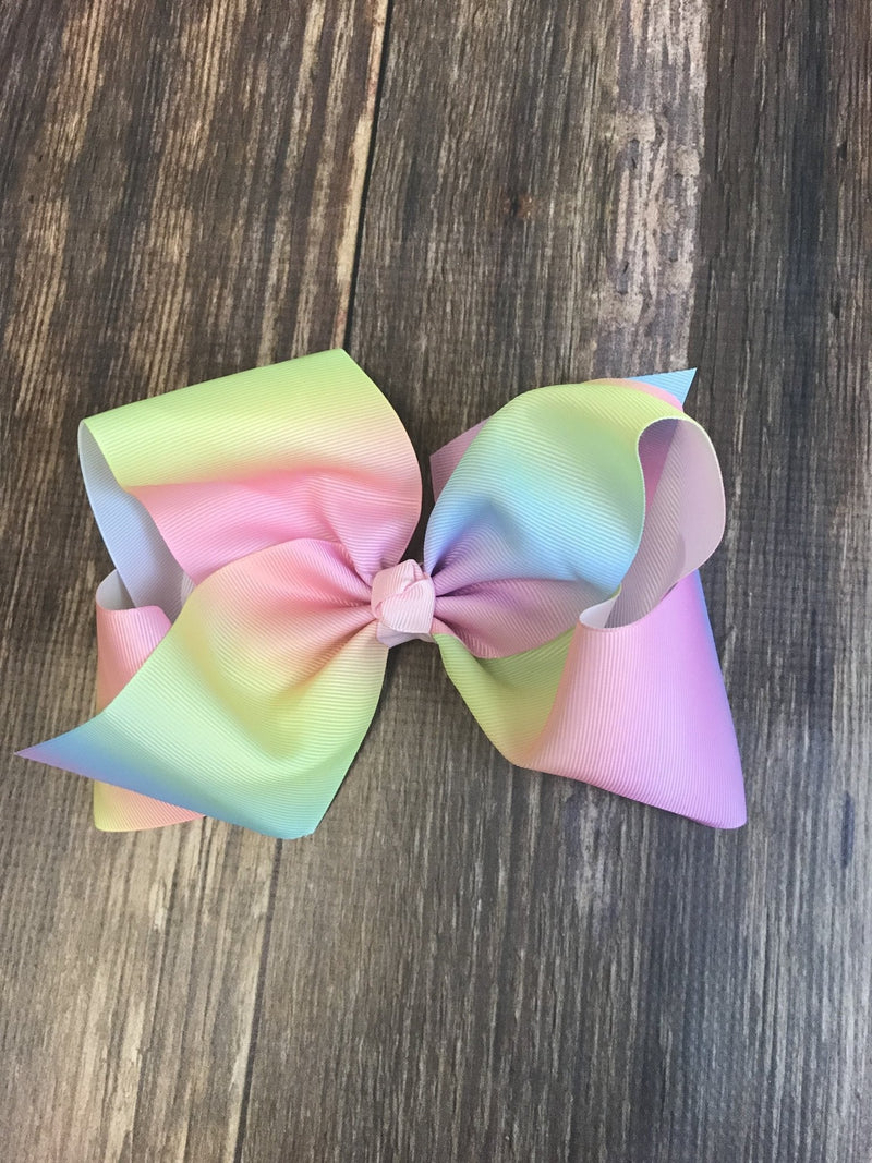 Rainbow Print Texas Size Hair Bows