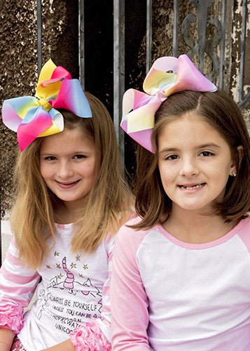 Rainbow Print Texas Size Hair Bows