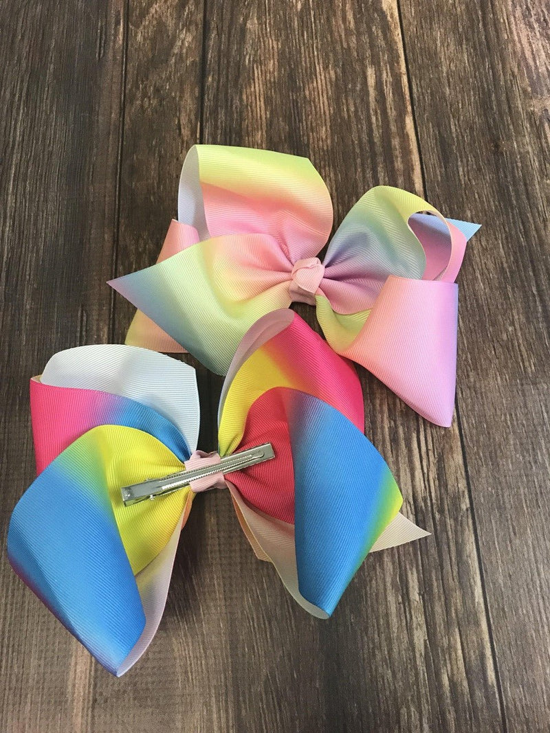 Rainbow Print Texas Size Hair Bows