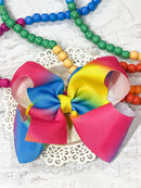 Rainbow Print Texas Size Hair Bows