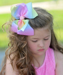 Rainbow Print Texas Size Hair Bows