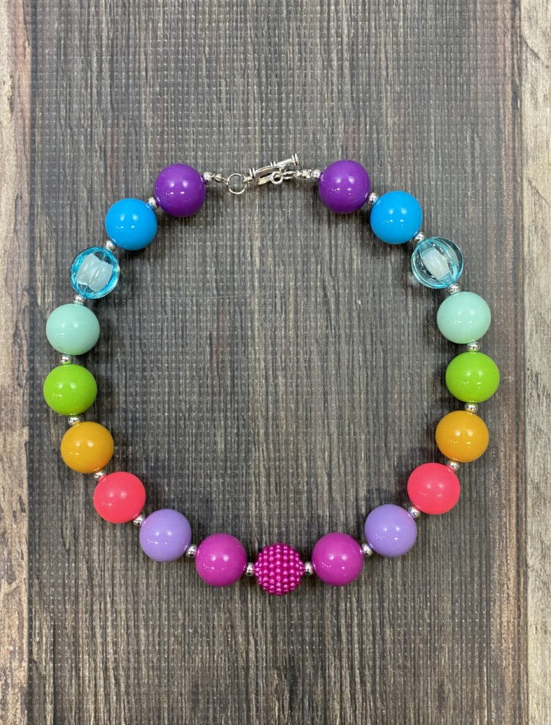 Bright Rainbow Chunky Bead Necklace