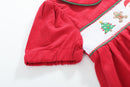 Red Corduroy Christmas Smocked Dress and Bloomers