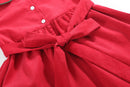 Red Corduroy Christmas Smocked Dress