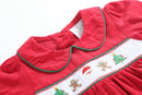 Red Corduroy Christmas Smocked Dress