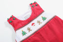 Red Corduroy Christmas Smocked Longall