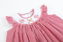 Red Gingham Baseball Smocked Bishop Dress