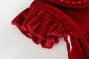 Red Velvet Ruffle Dress