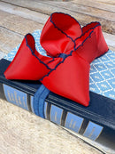Red with Navy Moonstitch Bow Headband
