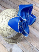 Royal Blue with White Moonstitch Bow Headband