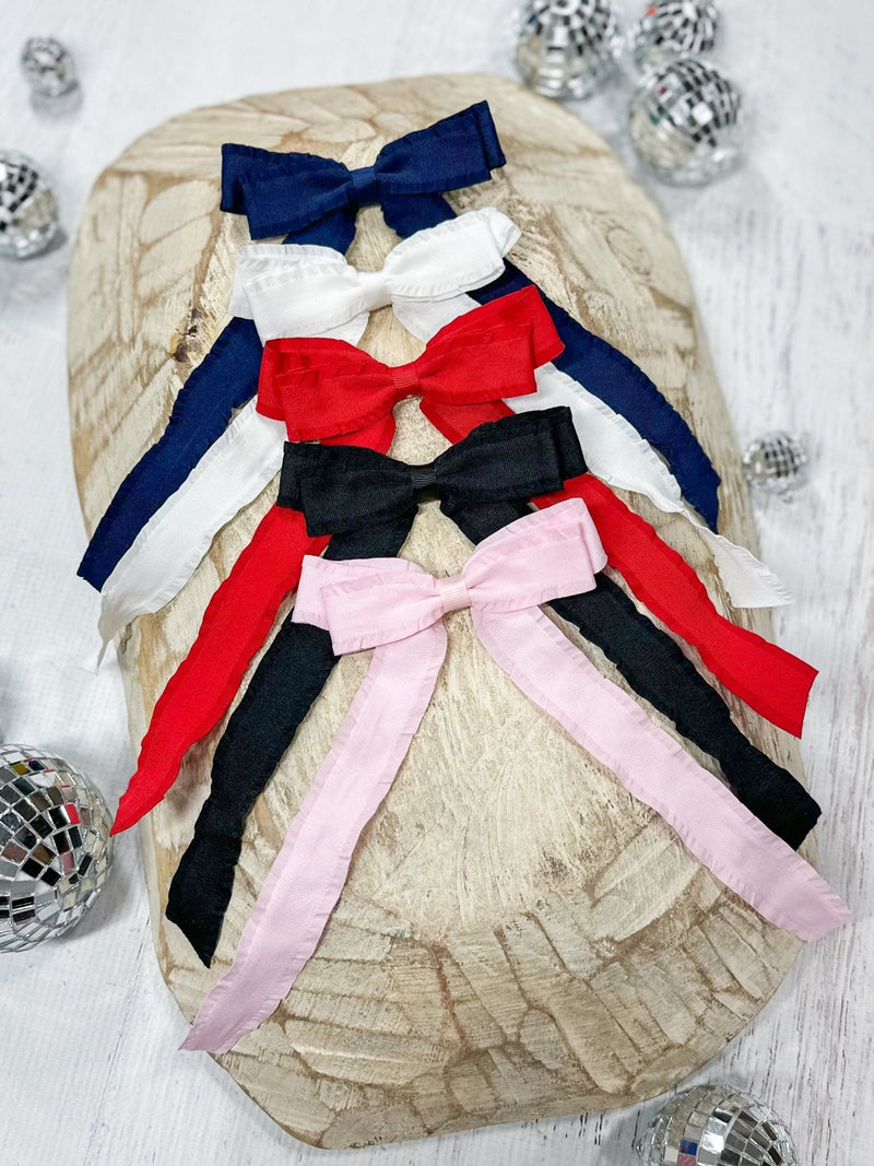 Ruffle Edge Ribbon Hair Bow - Alligator Clip - 5"