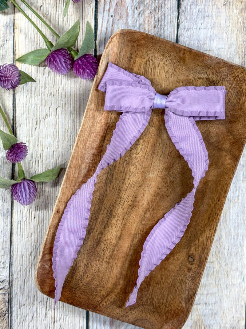 Ruffle Edge Ribbon Hair Bow - Alligator Clip - 5"