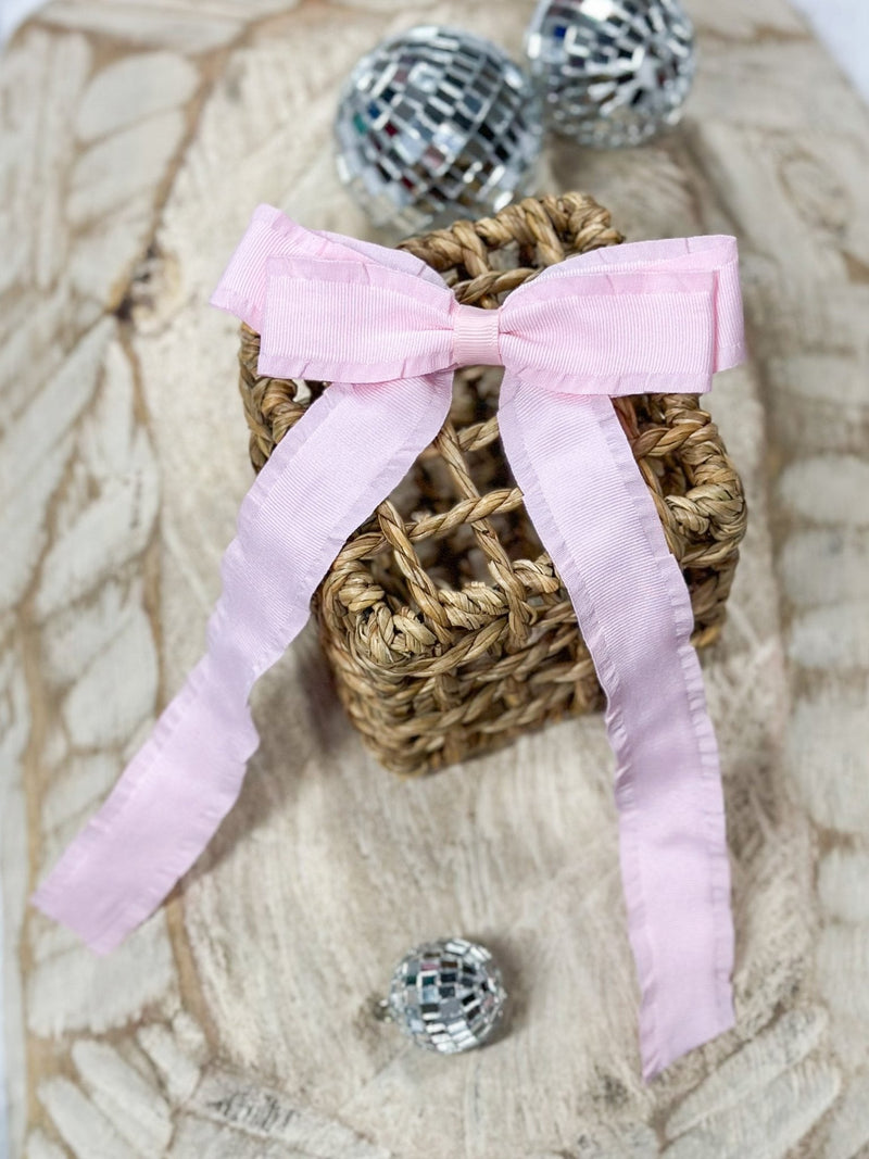 Ruffle Edge Ribbon Hair Bow - Alligator Clip - 5"