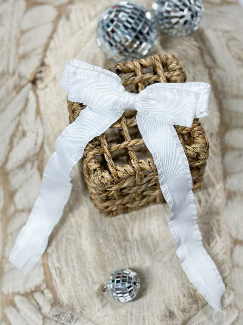 Ruffle Edge Ribbon Hair Bow - Alligator Clip - 5"