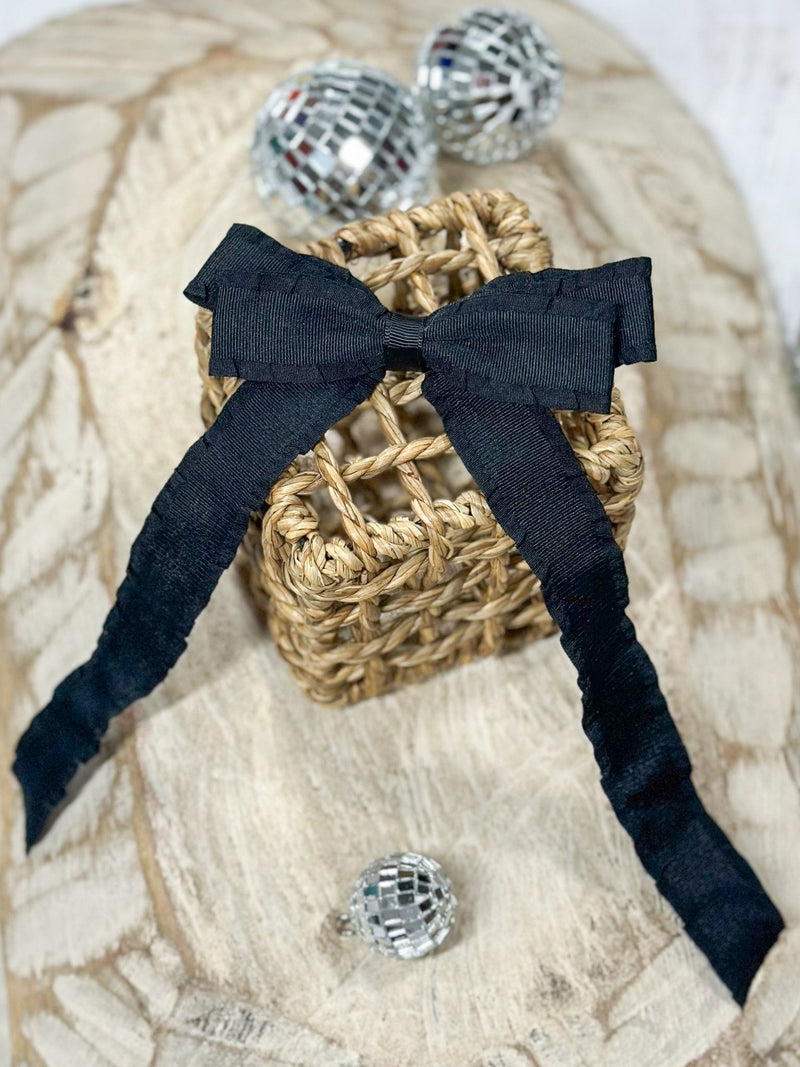 Ruffle Edge Ribbon Hair Bow - Alligator Clip - 5"