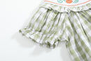 Sage Green Gingham Pumpkin Smocked Bishop Dress