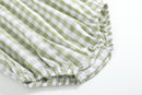 Sage Green Gingham Pumpkin Smocked Bubble Romper