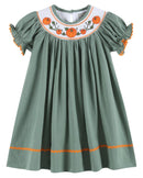 Sage Green Pumpkin Smocked Bishop Dress
