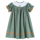 Sage Green Pumpkin Smocked Bishop Dress