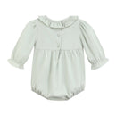Sage Green Pumpkin Smocked Ruffle Bubble Romper