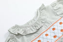 Sage Green Pumpkin Smocked Ruffle Bubble Romper