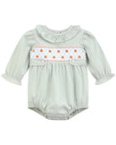 Sage Green Pumpkin Smocked Ruffle Bubble Romper