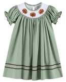 Sage Green Turkey Smocked Bishop Dress