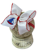 Sailboat Embroidered Classic Hair Bow | Clip or Headband