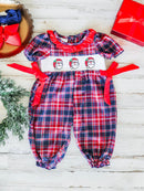 Santa Trio & Bows Plaid Infant Girls Onesie