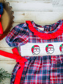 Santa Trio & Bows Plaid Infant Girls Onesie