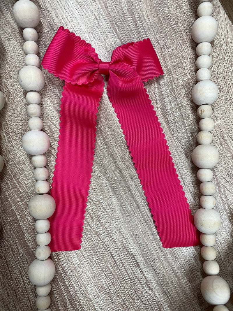 Scalloped Long Tail Bow with Alligator Clip