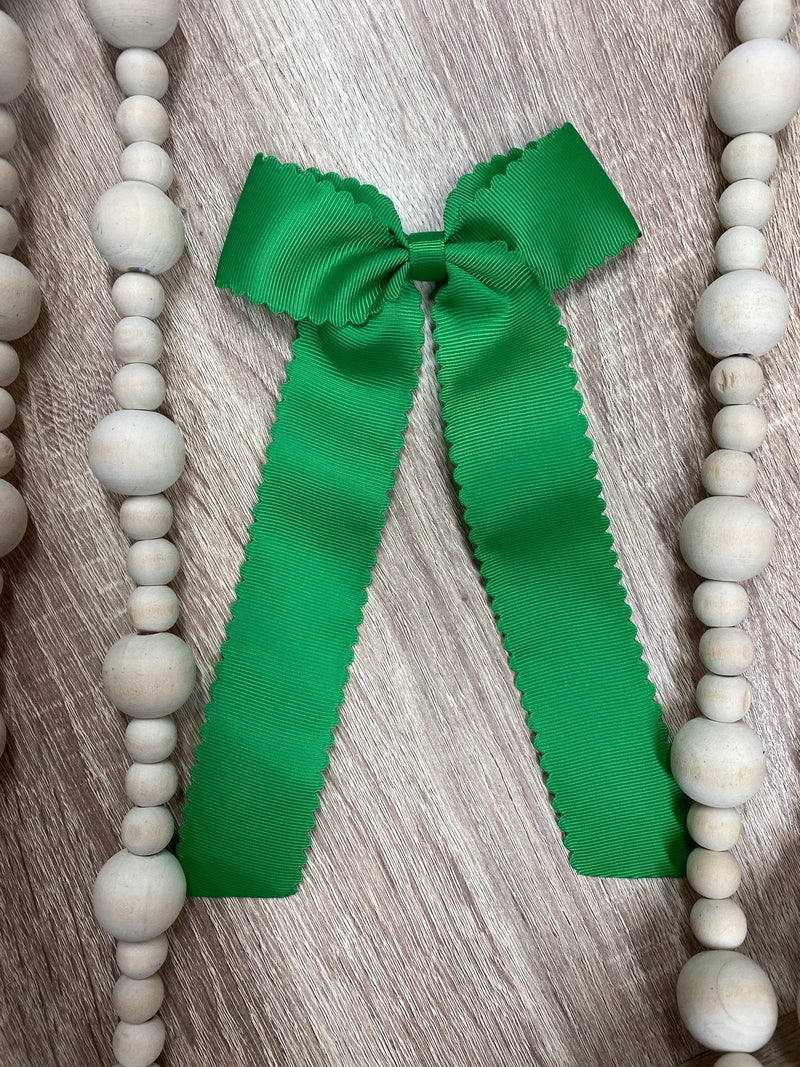 Scalloped Long Tail Bow with Alligator Clip